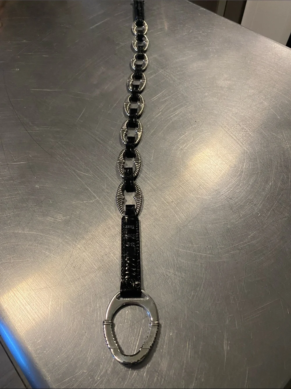 Brighton Black and Silver Chain-Link Belt with Oval Hardware size 34